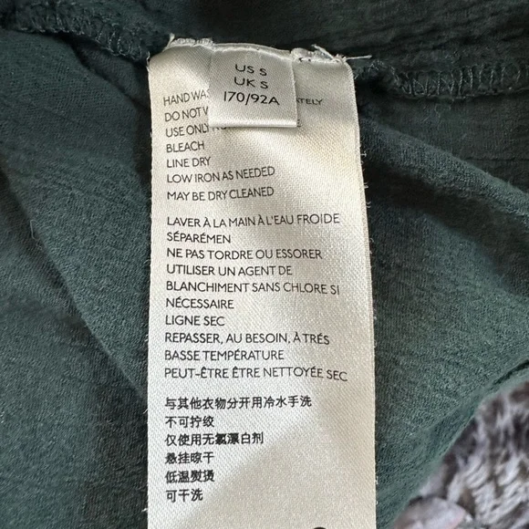 Free People Teal Green Lace-Trim Button Front Peasant Blouse - Picture 4 of 4